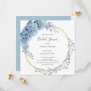 Elegant Dusty Blue Floral Bridal Shower Invitation