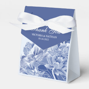 Elegant Dusty Blue Floral Classic Chinoiserie Favour Box