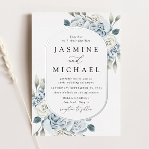 Elegant Dusty Blue Floral Frame Wedding