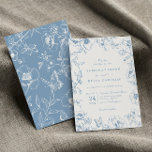 Elegant Dusty Blue Floral Garden Wedding Invitation<br><div class="desc">Elegant calligraphy & dusty blue floral wedding invitation.</div>
