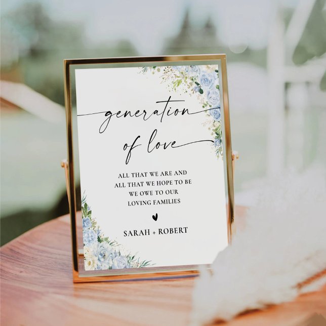 Elegant Dusty Blue Floral Generation of Love Sign (Creator Uploaded)