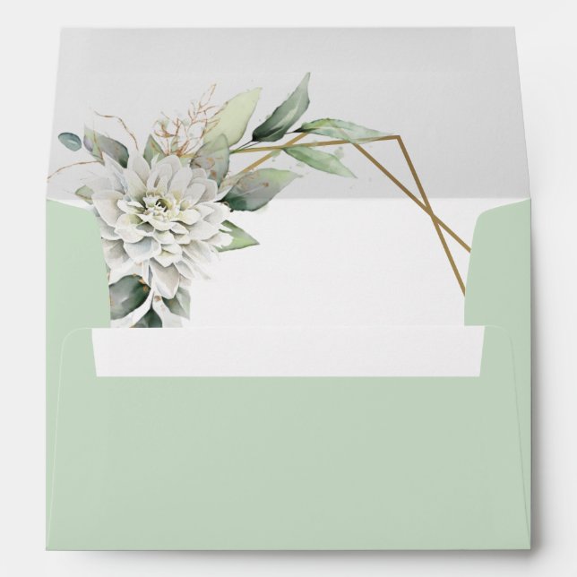 Elegant Dusty Blue Floral Greenery for 5x7 card Envelope (Back (Bottom))