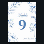 Elegant Dusty Blue Floral Line Art Wedding Table Number<br><div class="desc">Guide your guests to their seats in style with this elegant dusty blue floral line art wedding table number card. Featuring delicate fine art botanical illustrations framing clean, modern typography, this design effortlessly brings a touch of timeless luxury and minimalist sophistication to your reception decor. Easily customize the table number...</div>