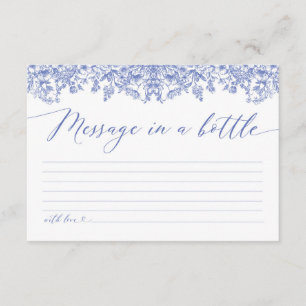 Elegant Dusty Blue Floral Message in a Bottle Game Enclosure Card