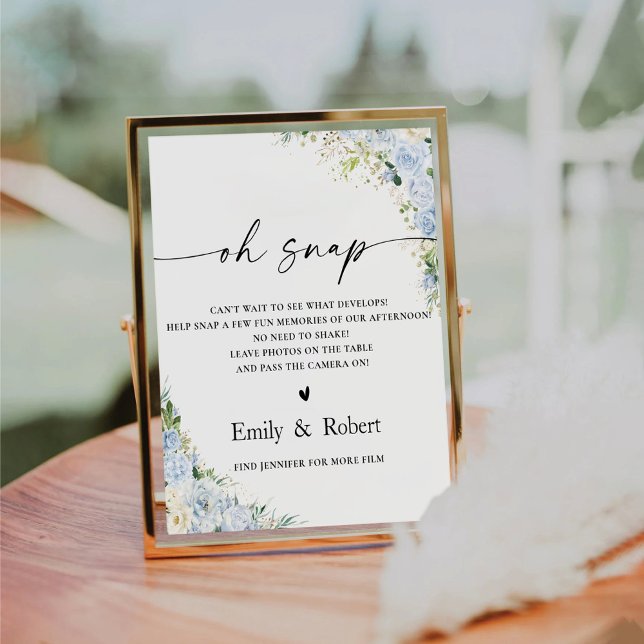 Elegant Dusty Blue Floral Oh Snap Sign (Creator Uploaded)