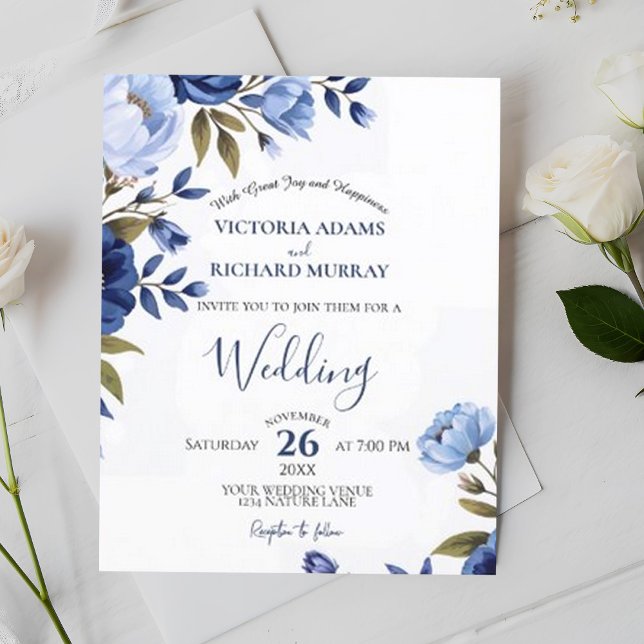 Elegant Dusty Blue Floral Reception Wedding (Creator Uploaded)