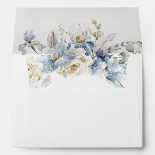 Elegant Dusty Blue Floral Return Address 5x7 Envelope