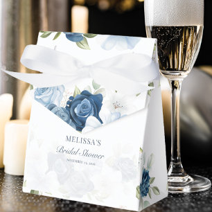 Elegant Dusty Blue Floral Rustic Bridal Shower Favour Box