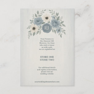 Elegant Dusty Blue Floral Wax Seal Wedding Enclosure Card