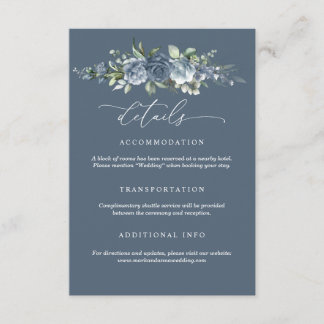 Elegant Dusty Blue Floral Wedding Enclosure Card