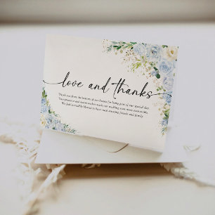 Elegant Dusty Blue Floral Wedding Folded Thank You Card