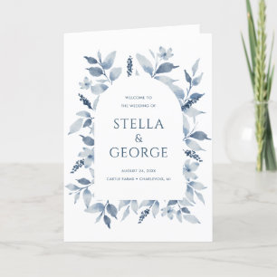 Elegant Dusty Blue Floral Wedding Program