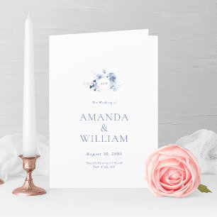 Elegant Dusty Blue Floral Wedding Program