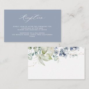 Elegant Dusty Blue Floral Wedding Reception Enclosure Card
