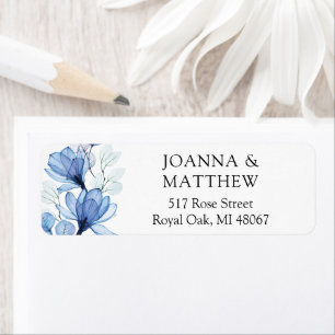 Elegant Dusty Blue Floral Wedding Return Address Label