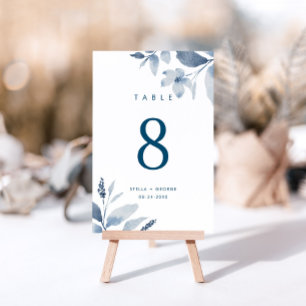 Elegant Dusty Blue Floral Wedding Table Number