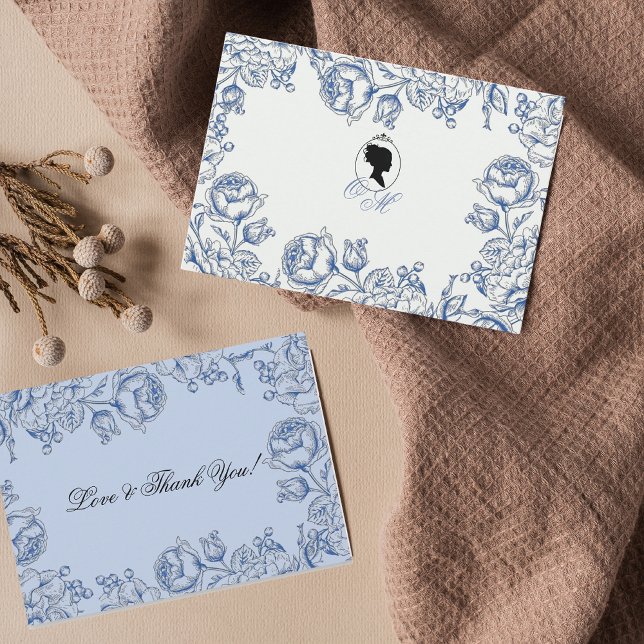 Elegant Dusty Blue Floral Wedding Thank You Card (Creator Uploaded)