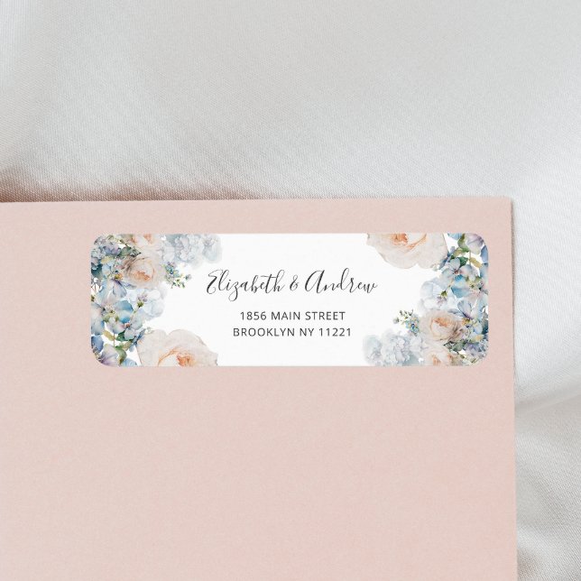 Elegant Dusty Blue Flowers Return Address Label (Creator Uploaded)