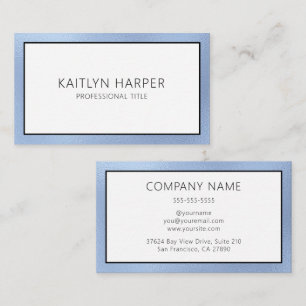 Elegant Dusty Blue Foil Edged Business Card