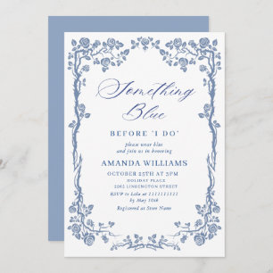 Elegant Dusty Blue French Garden BRIDAL SHOWER Invitation