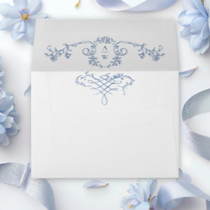 Elegant Dusty Blue French Garden Wedding Flowers Envelope