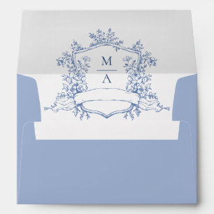 Elegant Dusty Blue French Toile Wedding Flowers Envelope