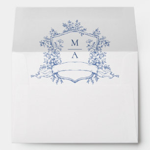 Elegant Dusty Blue French Toile Wedding Flowers Envelope