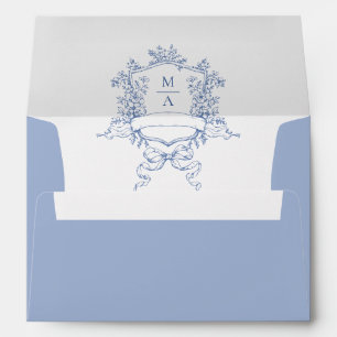 Elegant Dusty Blue French Toile Wedding Flowers Envelope
