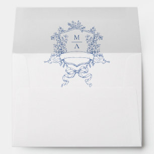 Elegant Dusty Blue French Toile Wedding Flowers Envelope
