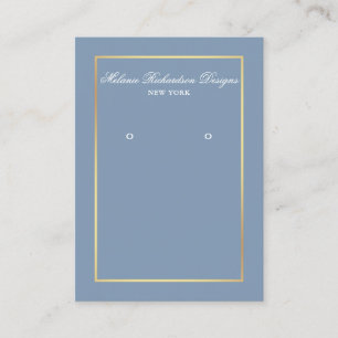 Elegant Dusty Blue Gold Earring Display Card