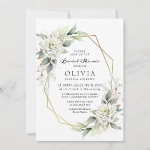 Elegant Dusty Blue Greenery Bridal Shower Invitation