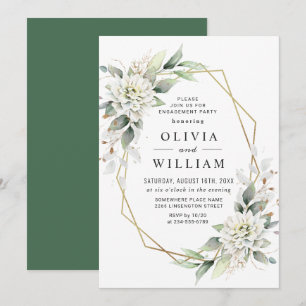 Elegant Dusty Blue Greenery ENGAGEMENT PARTY Invitation