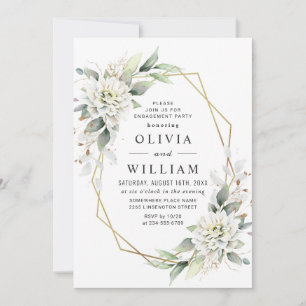 Elegant Dusty Blue Greenery Engagement Party Invitation