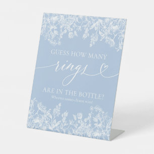 Elegant Dusty Blue Guess How Many Rings Game Sign
