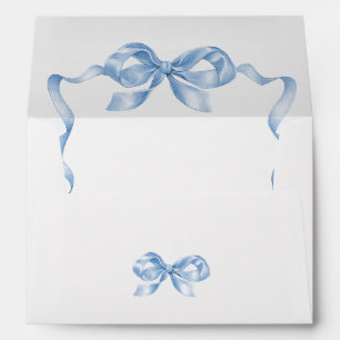 Elegant Dusty Blue Hand Drawn Bow Wedding Envelope