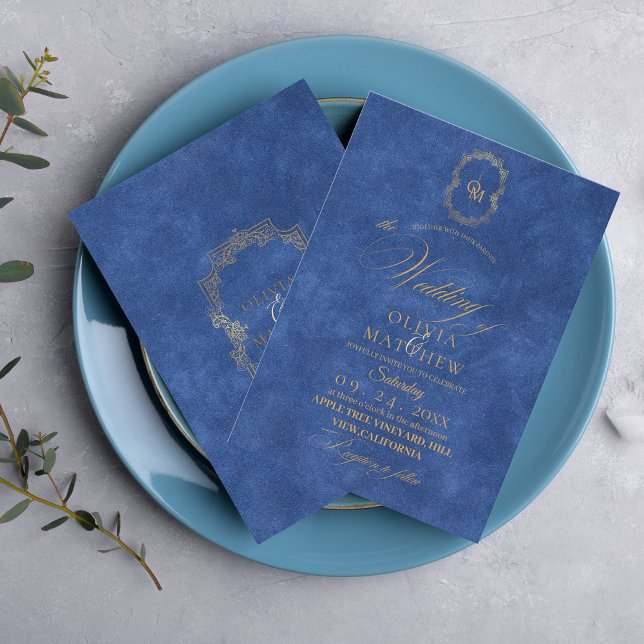 Elegant Dusty Blue / Handwriting Script Wedding  Invitation (Creator Uploaded)