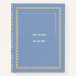 Elegant Dusty Blue Herringbone Notebook Planner 