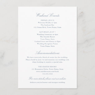 Elegant Dusty Blue Hotel and Weekend Events Enclosure Card