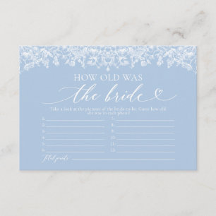 Elegant Dusty Blue How Old Was The Bride Game Enclosure Card