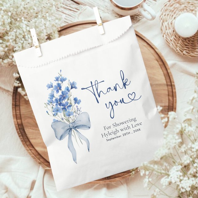 Elegant Dusty Blue Hydrangea Bridal Shower Favour Bag (Creator Uploaded)