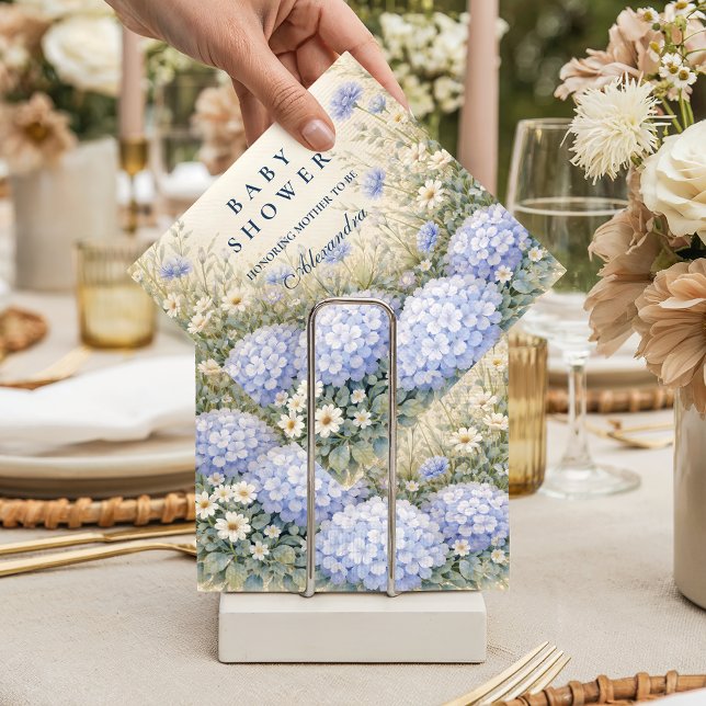 Elegant Dusty Blue Hydrangea Garden Baby Shower Napkin (Creator Uploaded)