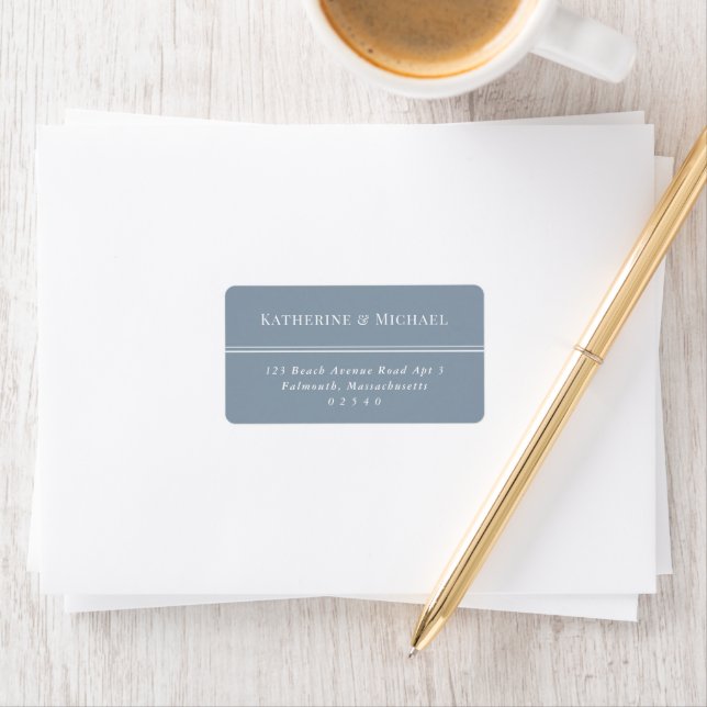 Elegant Dusty Blue Large RSVP Address Label (Insitu)