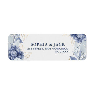 Elegant Dusty Blue & Light Blue Return Address Label