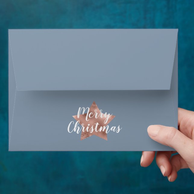 Elegant Dusty Blue Merry Christmas Envelope (Hand)