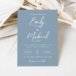 Elegant Dusty Blue Minimal Calligraphy Wedding Invitation