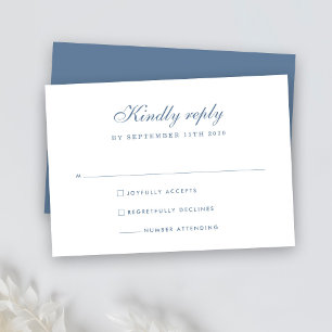 Elegant Dusty Blue Minimal Wedding RSVP Card