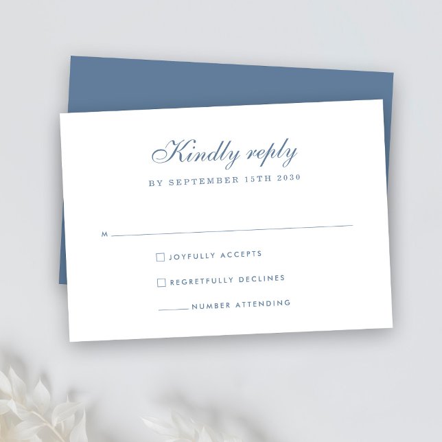 Elegant Dusty Blue Minimal Wedding RSVP Card (Creator Uploaded)