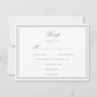 Elegant Dusty Blue Minimalist Simple Frame Wedding