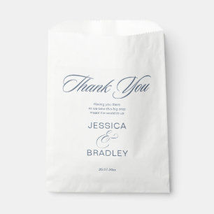 Elegant dusty blue minimalist thank you wedding  favour bag
