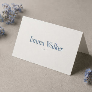 Elegant Dusty Blue Minimalist Timeless Place Card